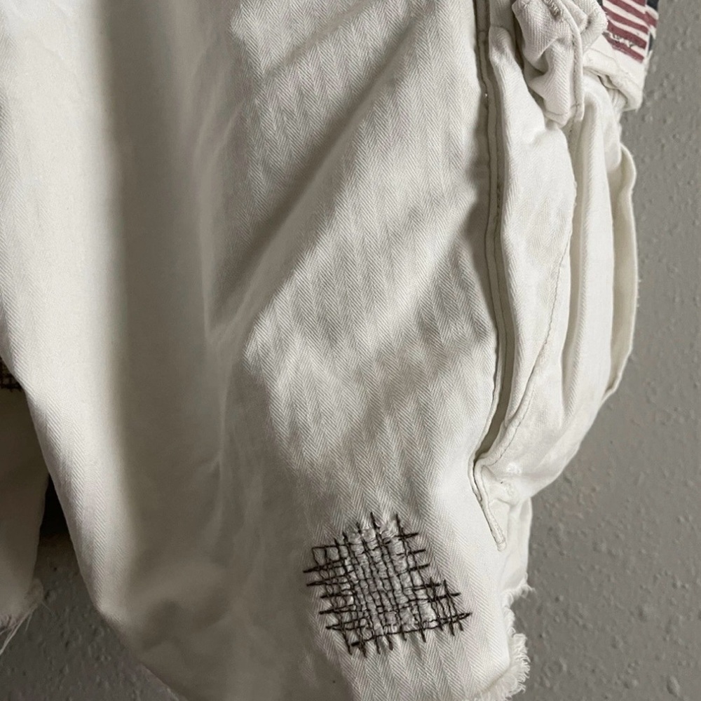 Denim &Supply Ralph Lauren White Cotton Cargo Shorts Mens Size 36 American Flag. - Picture 13 of 16